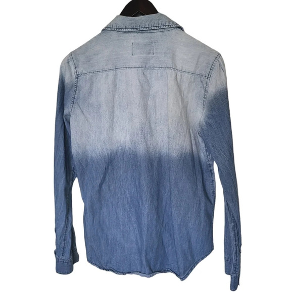 JW Signature Chambray Denim Button-up Top Womens Small Faded Grunge - Picture 3 of 11